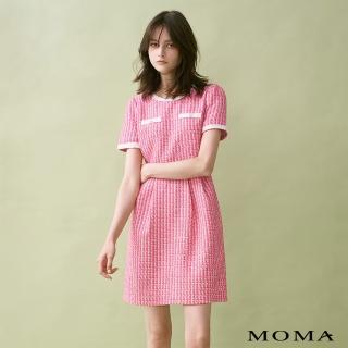 【MOMA】小香風法式花呢短袖洋裝(粉色)