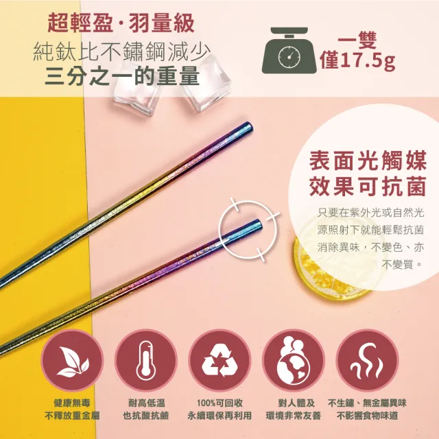 【BEST Ti】純鈦冰晶八方筷-繽紛彩(贈餐具袋-送完為止)