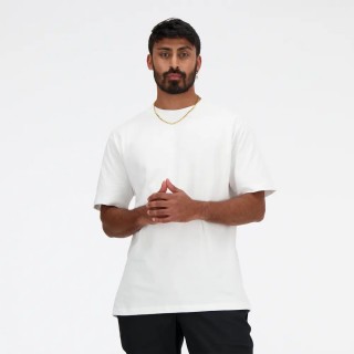 【NEW BALANCE】NB LOGO短袖上衣 運動 休閒 舒適 美規 男 白色(MT41533WT-F)