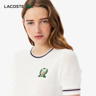 【LACOSTE】女裝-法國製造月桂冠刺繡毛衣(白色)
