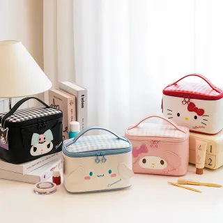 【SANRIO 三麗鷗】三麗鷗手提箱型大容量化妝包盥洗包(酷洛米/美樂蒂/大耳狗/凱蒂貓)