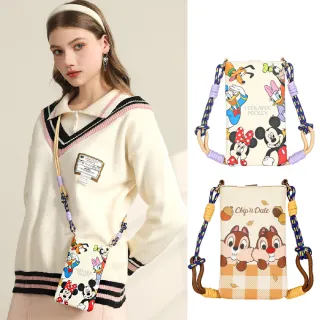 【Disney 迪士尼】母親節禮物 加價購 米奇家族/奇奇蒂蒂 手機袋(可愛印花、解放雙手、時尚便攜)