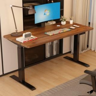 【MGSHOP】加厚2.5CM 電動升降桌 140CM 電腦桌 辦公桌 書桌(D12隱藏雙機芯 楠洋楹木)