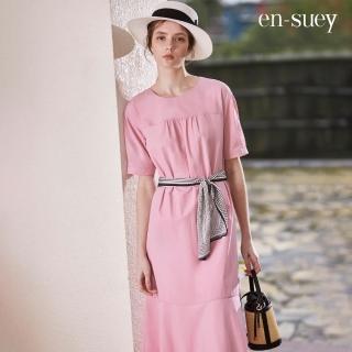 【en-suey 銀穗】胸抽皺下擺剪接A-Line洋裝-女
