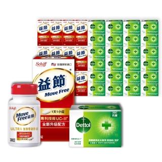 【Move Free 益節】UC-II加強型迷你錠30錠x12瓶 + 滴露經典松木香皂100gx3入x8組(共360錠+香皂24入)