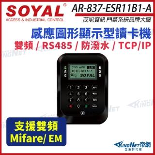 【KINGNET】SOYAL 茂旭 AR-837-E 雙頻 EM / Mifare TCP/IP 黑色液晶感應顯示 讀卡機(AR-837-ESR11B1-A)