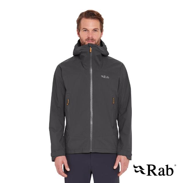 【RAB】Downpour Light Jacket 輕量防風防水連帽外套 男款 煤炭黑 #QWG90