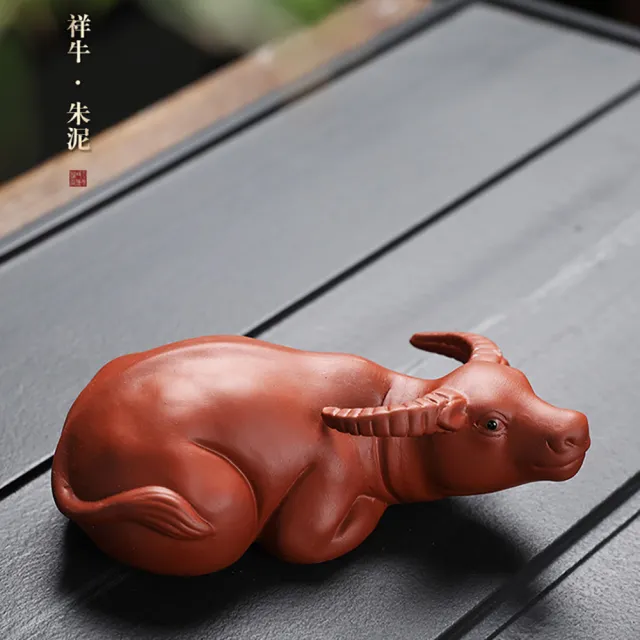 【桃花源創意工坊】牛轉乾坤創意擺飾手工招財酒櫃桌面擺件對組(陶瓷紫砂)