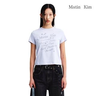 【MATIN KIM】官方旗艦 光澤印花短版上衣(淡紫色)