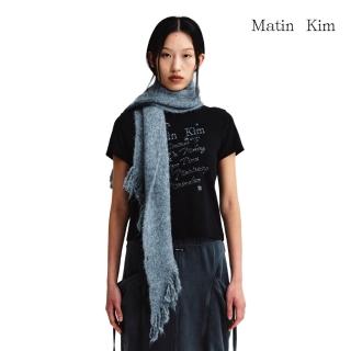 【MATIN KIM】官方旗艦 光澤印花短版上衣(黑色)