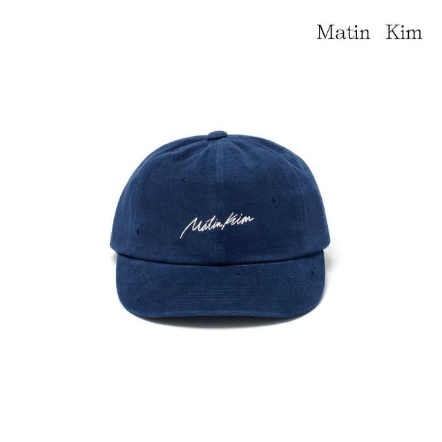 【MATIN KIM】官方旗艦 草寫LOGO刺繡棒球帽(海軍藍)