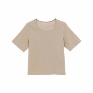 【GIORDANO 佐丹奴】女裝SORONA方領短袖上衣(98 陶器卡其)