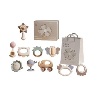 【JoyNa】10入 彌月玩具禮盒 搖鈴安撫玩具組(嬰兒玩具.手搖鈴.固齒器)