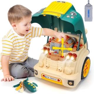 【CuteStone】兒童擬真卡車引擎維修套裝聲光玩具61件組(扮家家酒 汽車模型 玩具)