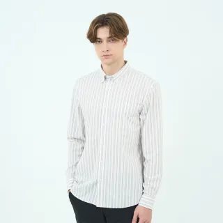【GIORDANO 佐丹奴】男裝竹原涼感長袖襯衫 Bamboo Cool系列(70 白X灰)