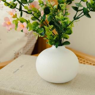 【hoi! 好好生活】現代簡約白色陶瓷條紋花瓶