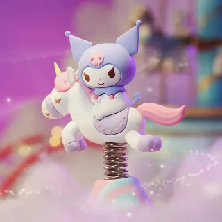 【SANRIO 三麗鷗】旋轉木馬系列PVC可愛公仔桌上擺飾搖搖樂-凱蒂貓/美樂蒂/酷洛米/大耳狗