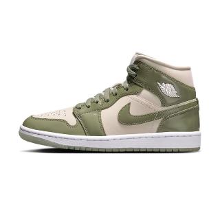 【NIKE 耐吉】Air Jordan 1 MID SE 女鞋 油綠色 金屬Logo 喬丹 AJ1 休閒鞋 HF4079-003