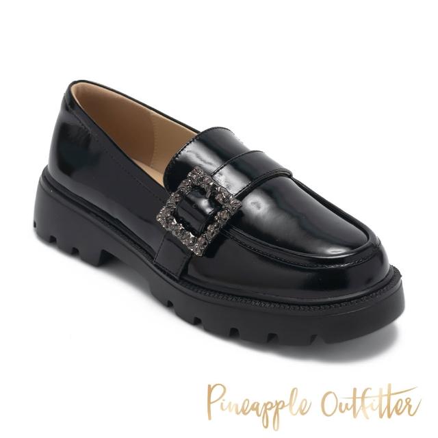 【Pineapple Outfitter】滿鑽方釦厚底樂福鞋 EGON(黑色)