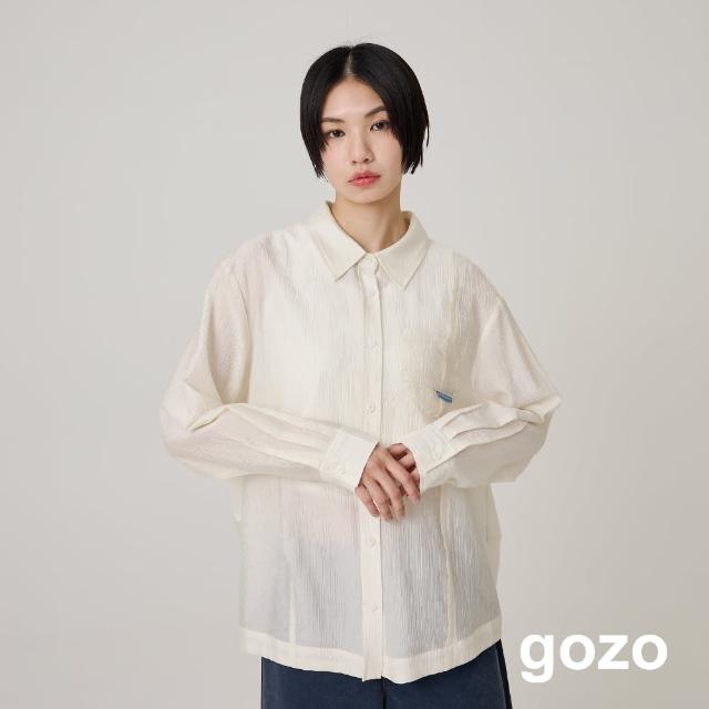 【gozo】涼感天絲細褶裝飾造型襯衫(兩色)