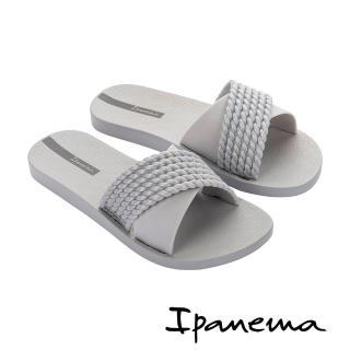 【IPANEMA】異材交叉寬頻平底拖鞋(灰色)