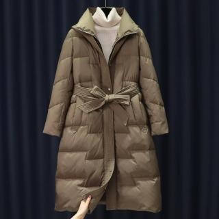 【巴黎精品】現貨+預購 真羽絨90%白鴨絨羽絨衣羽絨外套(保暖連帽修身長款綁帶女外套3色a1do16)