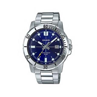 【CASIO 卡西歐】指標藍錶盤男錶(MTP-VD01D-2E)
