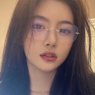 【MoonDy】眼鏡 無框眼鏡 純鈦鏡框 眼鏡架 眼鏡框 無邊框眼鏡 方框眼鏡 素顏眼鏡 無度數 百搭眼鏡 顯小臉