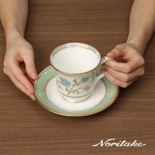 【NORITAKE】優雅風範花卉系列-骨瓷咖啡對杯(新品上市 禮盒組)