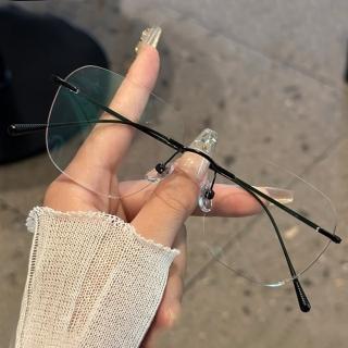 【LEESA】無框眼鏡\純鈦鏡框\百搭眼鏡\方框眼鏡\素顏眼鏡\眼鏡架\眼鏡框\眼鏡\無邊框眼鏡\無度數眼鏡
