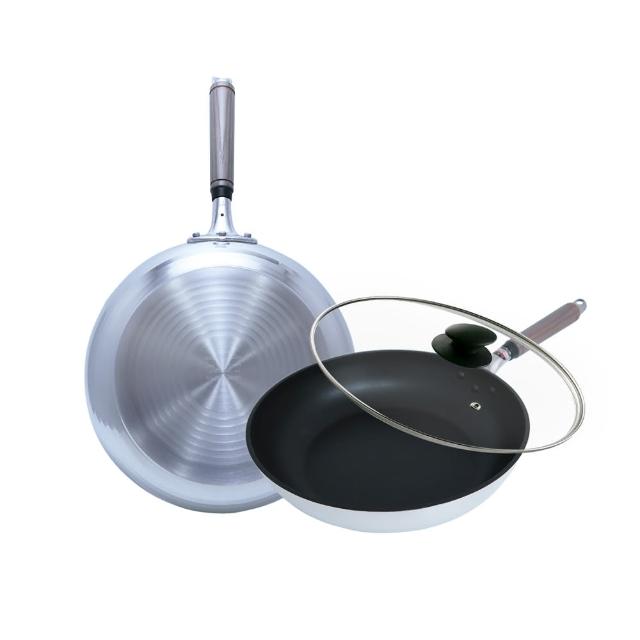 【hokua 北陸鍋具】日本製SenLenFan洗鍊粉絲版輕量不沾平底鍋28cm含蓋(可用金屬鏟)