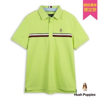 【Hush Puppies】男裝 POLO衫 經典拼接織帶刺繡小狗POLO衫(淺綠 / 53101901)