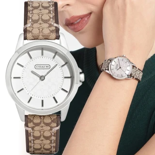 【COACH】復刻LOGO 經典老花皮帶手錶-31mm(14501525)