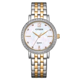 【CITIZEN 星辰】時尚珍珠母貝鋼帶女錶 EL3106-59D