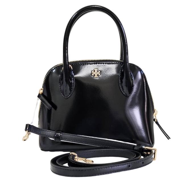 【TORY BURCH】TB 新款 亮面貝殼包手提斜背包(黑色/贈原廠防塵袋紙袋 母親節送禮)