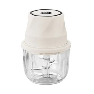 【優廚寶】電動多功能玻璃款打蒜泥碎蔥薑機 食物料理搗碎輔食機(350ml 玻璃杯體+6葉鋼刀片)