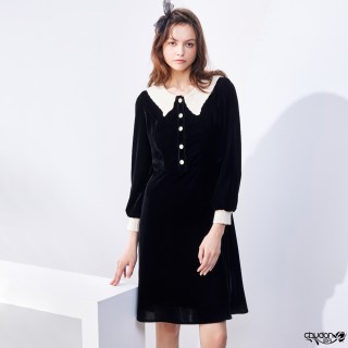 【Chudan 初丹】法式絨布娃娃領洋裝