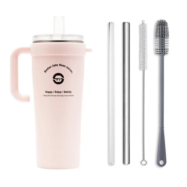 【REUN】REUN純鈦吸管杯800ml+純鈦吸管(純鈦金屬製作.長效保溫保冷.多色可選.大容量)