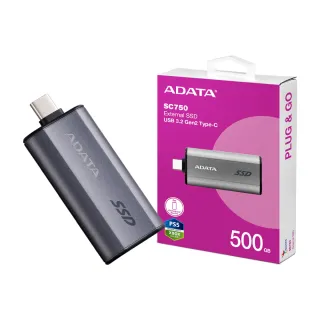 【ADATA 威剛】SC750 500GB 外接式固態硬碟SSD(鈦灰)