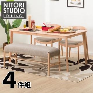 【NITORI 宜得利家居】◎實木餐桌椅4件組 N COLLECTION T-01 150 餐椅 C-01D 長凳 B-34 貓抓布 櫸