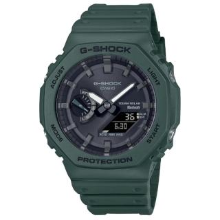【CASIO 卡西歐】G-SHOCK G-SHOCK 潮流玩家八角雙顯休閒太陽能電力藍芽錶-黑麵X綠(GA-B2100-3A)