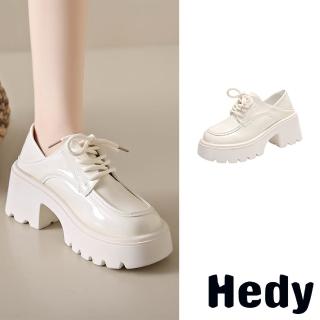 【Hedy】厚底休閒鞋 粗跟休閒鞋/兩穿法設計個性繫帶厚底粗跟休閒鞋(白)