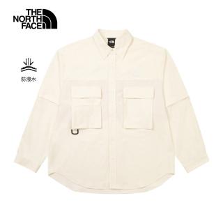 【The North Face】北面UE男款米白色DWR防潑水長袖襯衫｜8DH9QLI