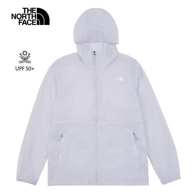【The North Face 官方旗艦】北面女款灰色UPF防曬可收腰防風外套｜8C130TI