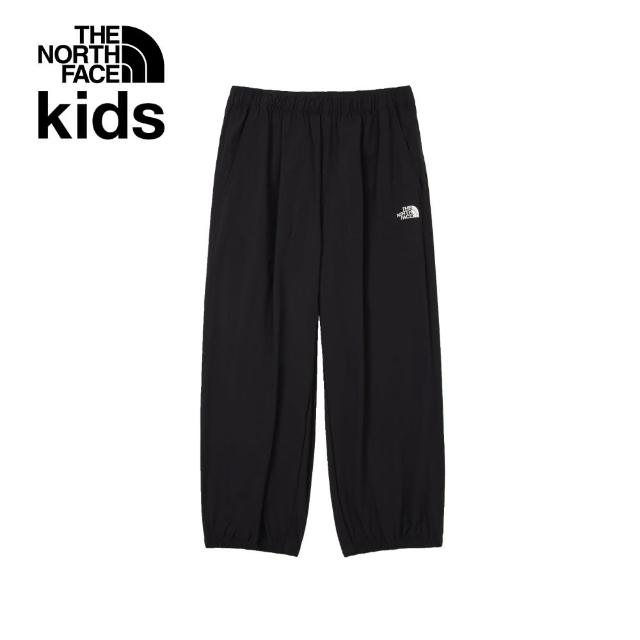 【The North Face 官方旗艦】北面兒童黑色UPF防曬戶外徒步長褲｜8C0RJK3(抗UV/涼感科技)