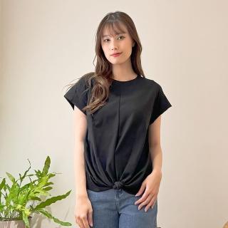 【Hana Mokuba】花木馬日系女裝摺皺下襬扭結綁帶收口上衣(造型上衣)