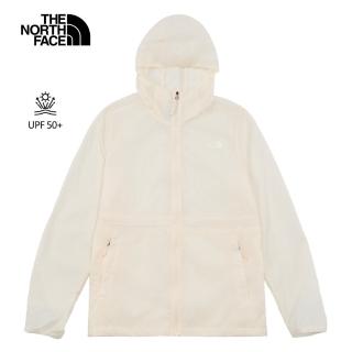 【The North Face 官方旗艦】北面女款米白色UPF防曬可收腰防風外套｜8C13QLI(抗UV)