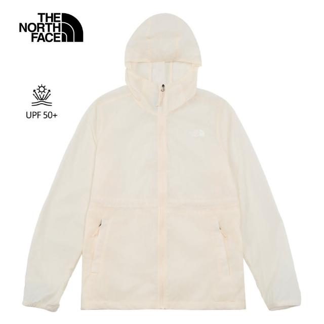 【The North Face 官方旗艦】北面女款米白色UPF防曬可收腰防風外套｜8C13QLI(抗UV)