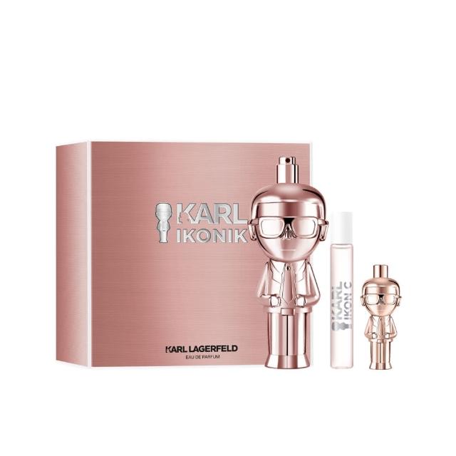 【KARL LAGERFELD 卡爾】時尚大帝‧流光金淡香精禮盒(淡香精100ml+7.5ml+4.5ml.專櫃公司貨)