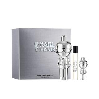 【KARL LAGERFELD 卡爾】時尚大帝‧極光銀淡香精禮盒(淡香精100ml+7.5ml+4.5ml.專櫃公司貨)